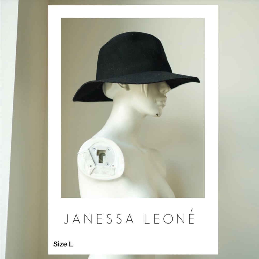 JANESSA LEONE Wool Fedora Hat Black, Size Large